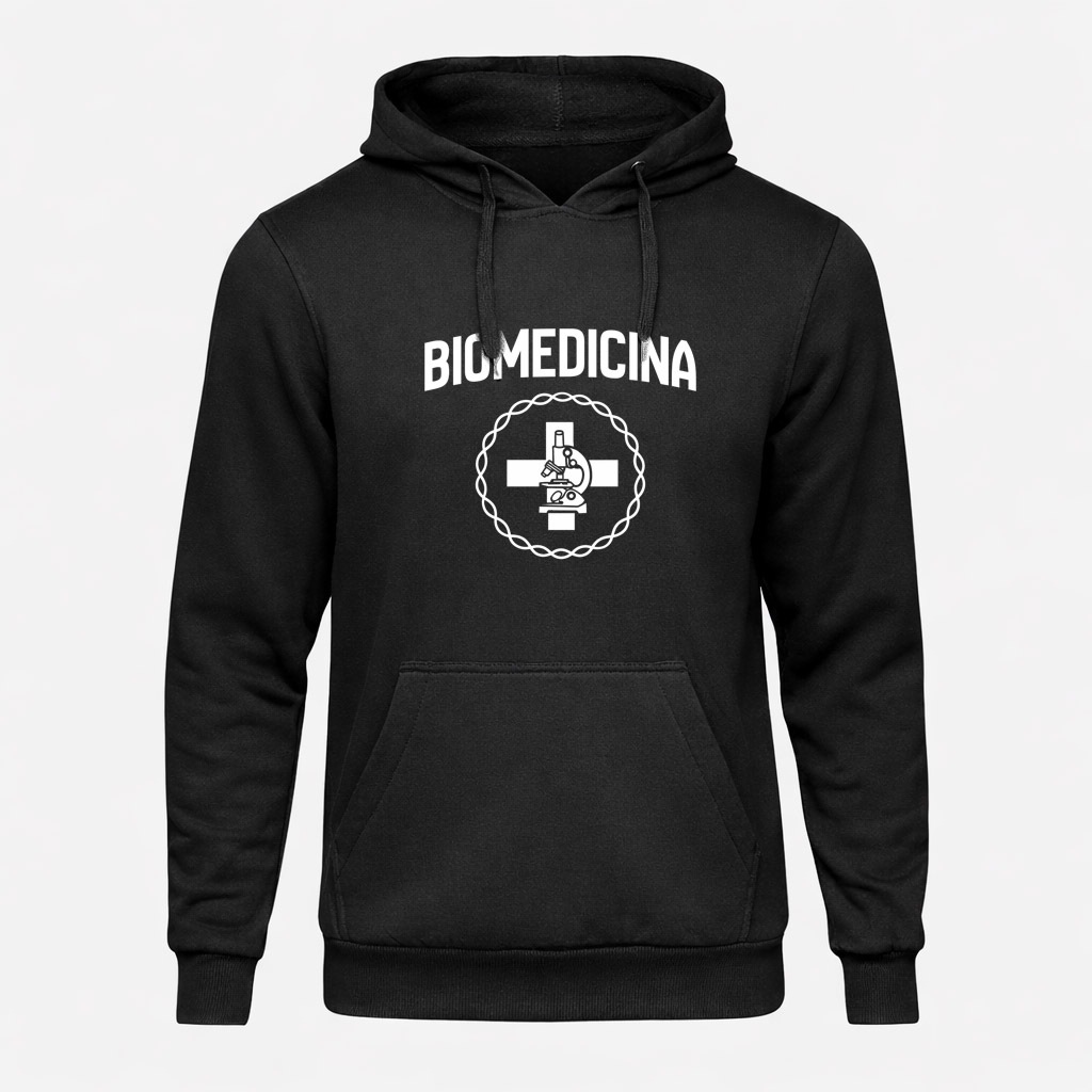 Moletom Unissex Estampa Biomedicina Biomédico Faculdade Profissão Capuz Blusa Frio Algodão Canguru