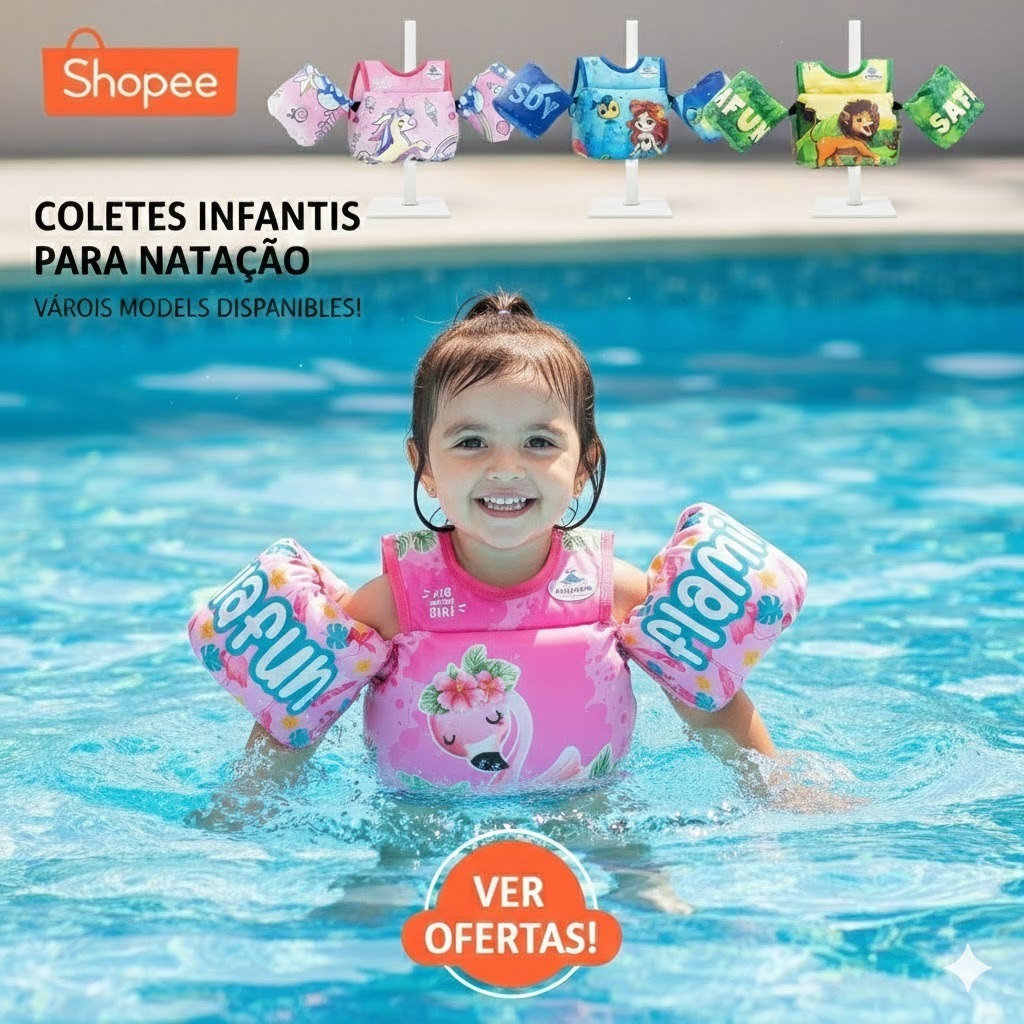 Boia Infantil Colete Flutuador Premium Com Bracadeira De Segurança 1 a 7 Anos NÃO FURA AcquaFun em Oferta na Shopee