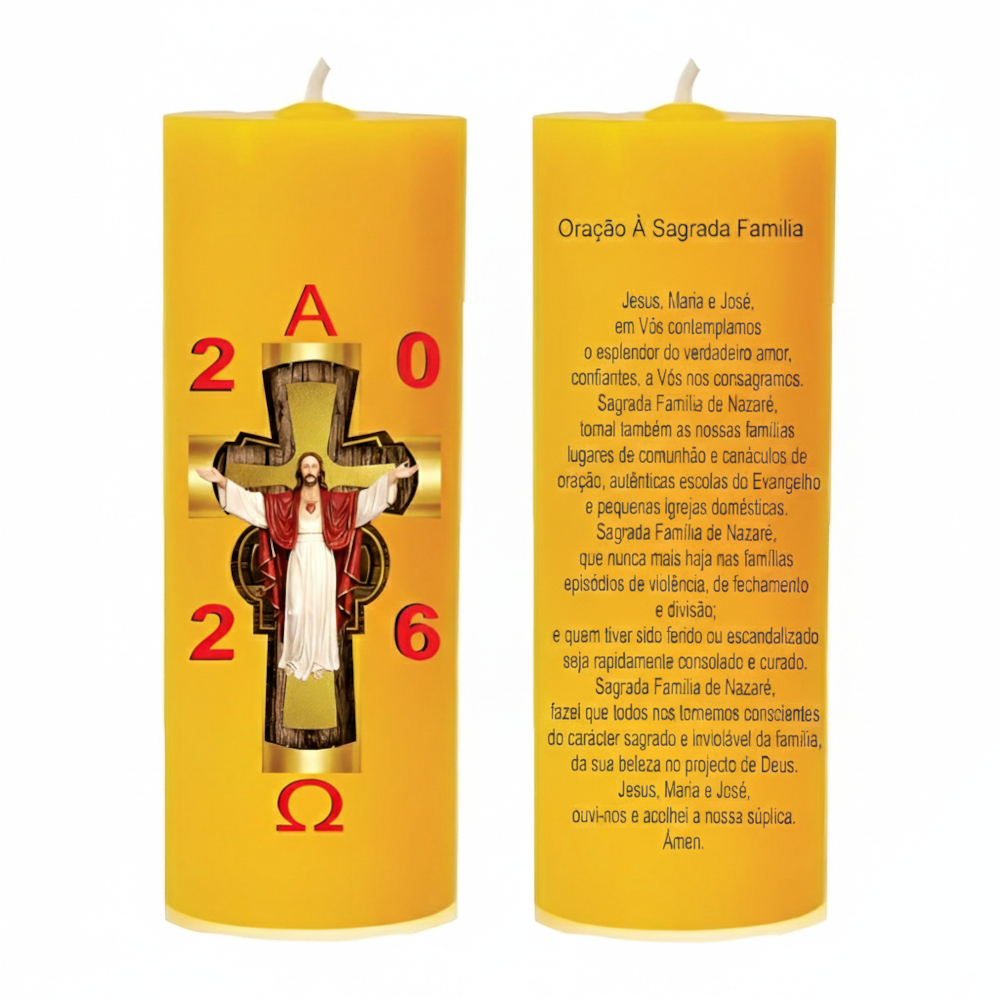 Mini Círio Pascal - Para Uso em Família  Jesus Amarelo Adesivo em Oferta na Shopee