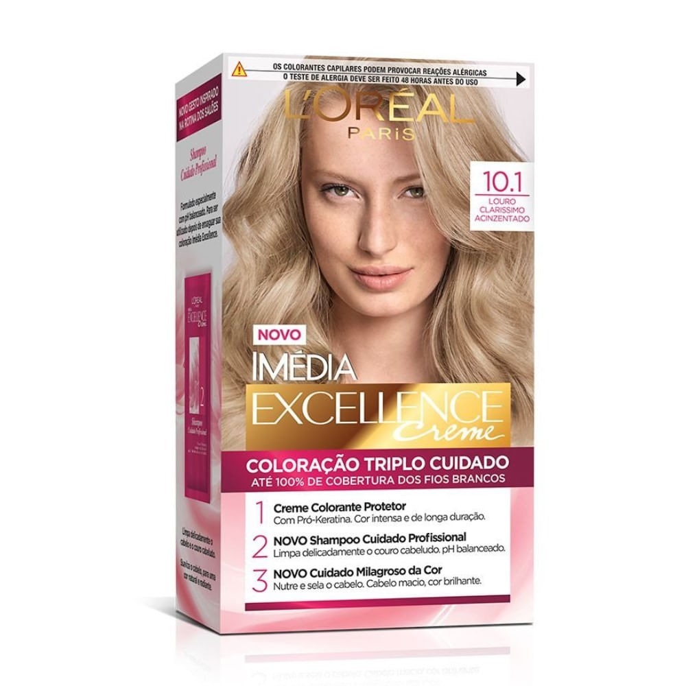 Tinta De Cabelo Imédia Excellence 10.1 Louro Clarissimo Acinzentado