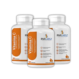 KIT 3 Potes Vitamina C 1000mg Fórmula 100% Pura e Concentrada - 120 Doses por Pote