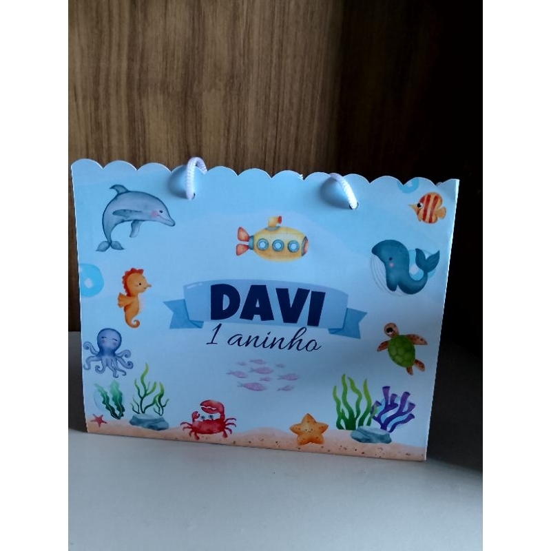 Sacola Surpresa personalizada para lembrancinhas de aniversário - Fundo do mar - Fazemos todos os temas - Semi Montadas.