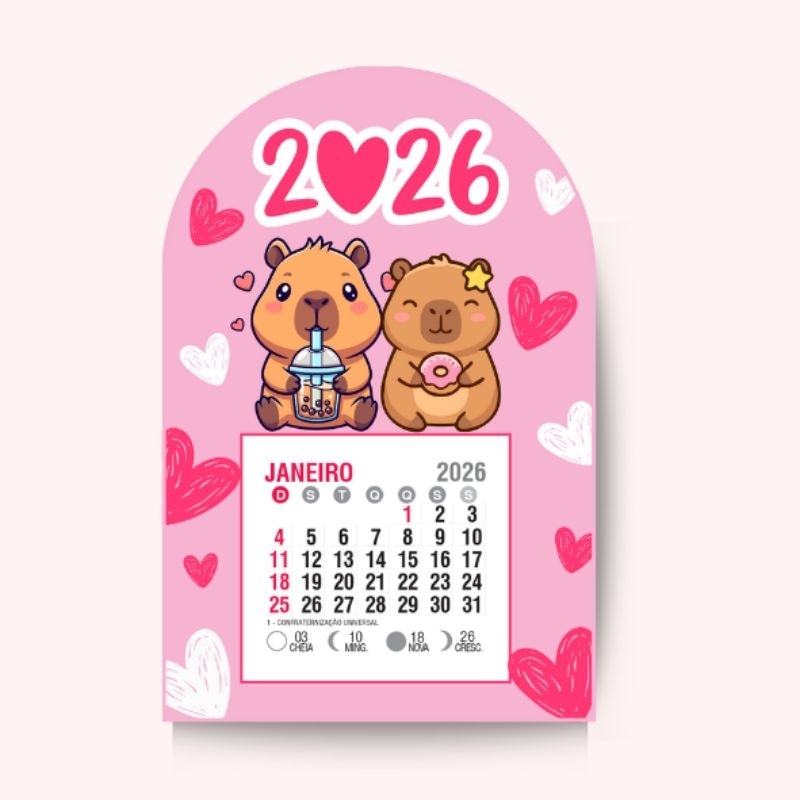 Mini Imã de Geladeira com Calendário 2026 8x12cm Bichinhos Fofos em Oferta na Shopee