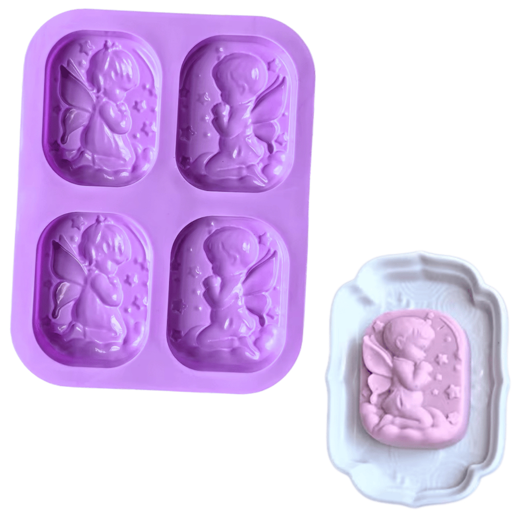 Molde De Silicone de Sabonete de Anjinho 70g com 4 Cavidades de Anjo Forma Silicone Saboaria Velas em Oferta na Shopee