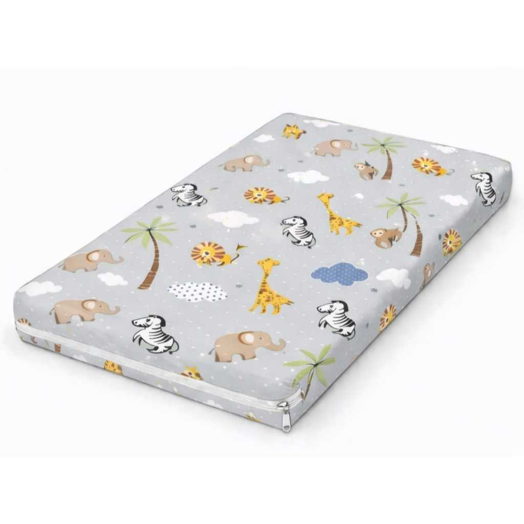 CAPA DE COLCHAO CAMA MONTESSORI OU MINI CAMA SAFARI CINZA COM ZIPER em Oferta na Shopee