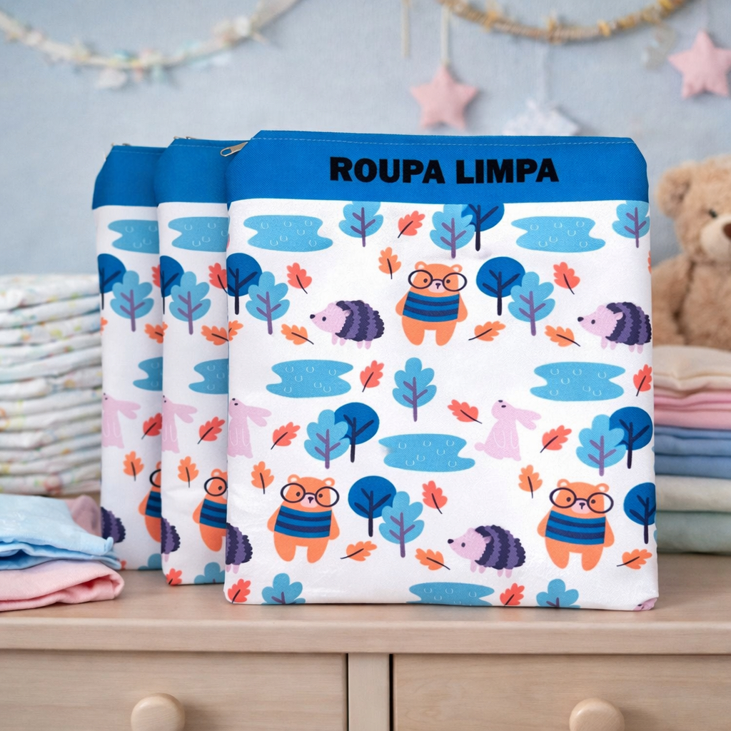Kit C/ 2 Saquinhos Organizador Infantil De Maternidade Volta As aulas Organizador Para Creche Bebe Roupinha Limpa e Suja em Oferta na Shopee