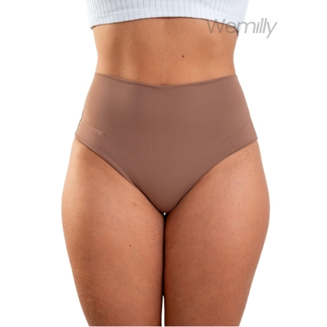 Kit 3 Calcinhas Modeladoras Não Marca Fio Duplo Cós Alto Lingerie Segura Barriga Pós Parto Costura Embutida