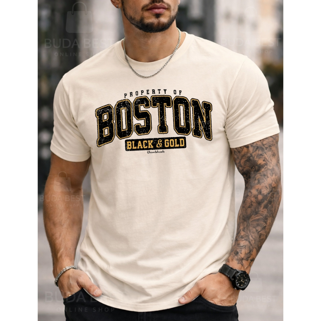 Camiseta Masculina Boston Black Gold Premium Estilo Americano Algodão Top em Oferta na Shopee