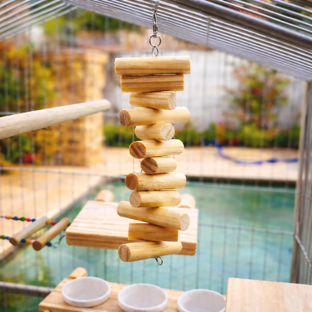 Brinquedo com pedaços de pinus natural, Desgaste de Bico Anti Estresse, Calopsita e outras aves em Oferta na Shopee