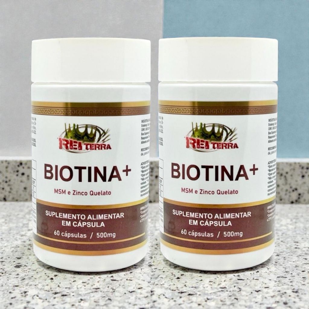Kit 2 Biotina 30mcg + Silício 300mcg + Msm 400mg + Zinco Quelato 10mg 120 Cápsulas - Rei Terra