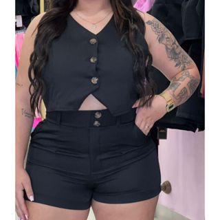 Conjunto Short e Colete // Tecido Alfaiataria estiloso e confortavel em Oferta na Shopee
