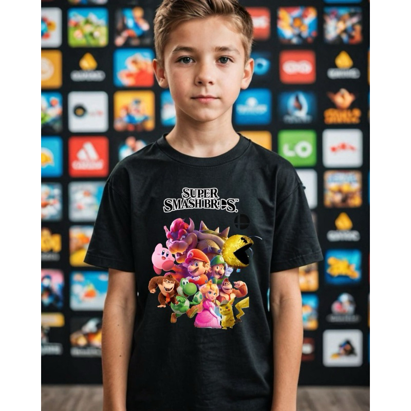 Camiseta super smash bros [exclusiva] Jogo Nintendo  Mario, Zelda, Metroid, Pacman  Ninja Gaiden Infantil Adulto Plus