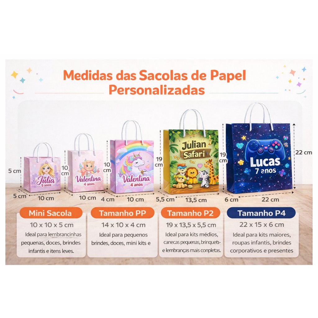 Sacolinha de Papel Personalizada- Varios Temas- Lembrancinhas