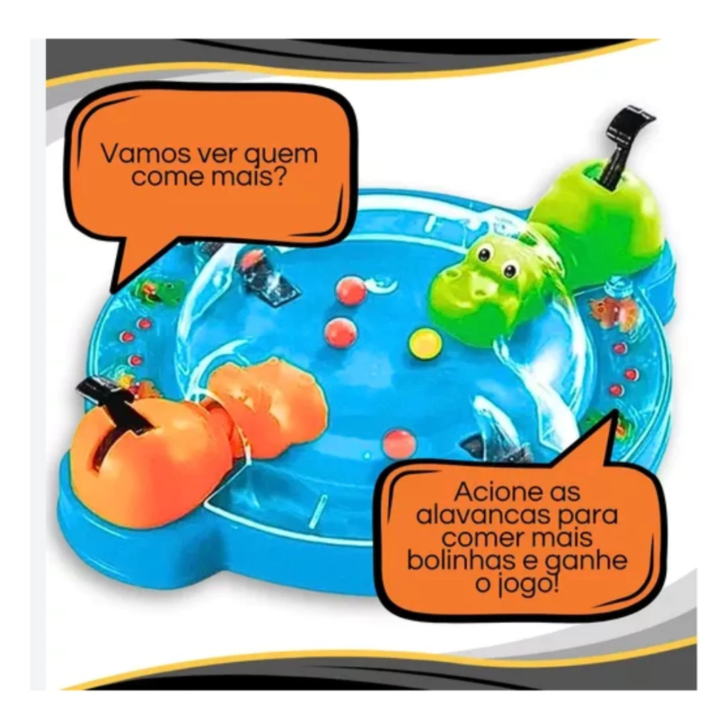 Jogo Hipopótamo Papa Bolinha Come Come, Brinquedo Infantil para 2 Jogadores, Tabuleiro com Bolinhas