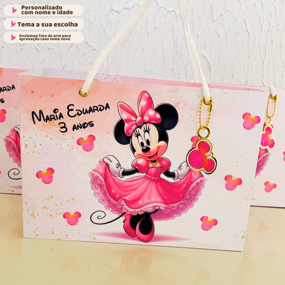 Sacolinha Surpresa Minnie princesa Personalizada com Nome e Idade | Lembrancinha Festa Infantil