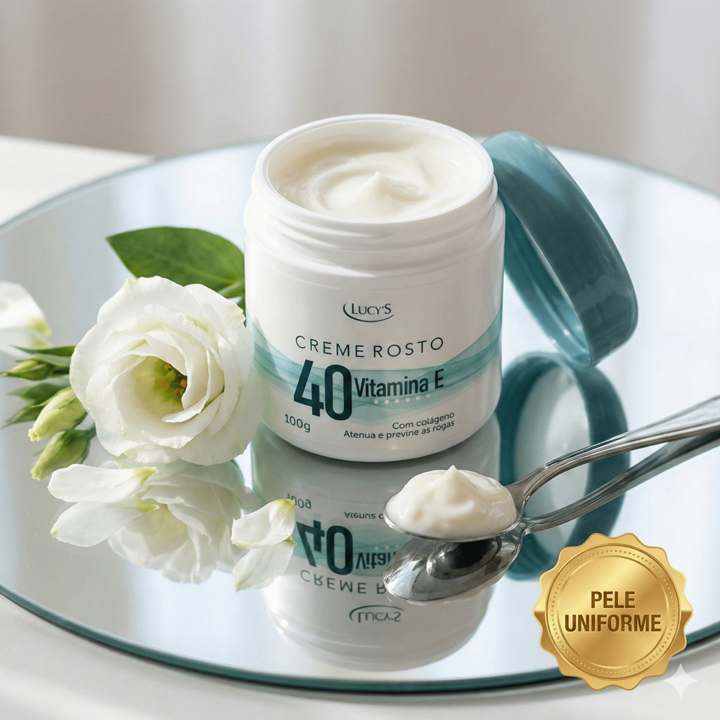 Creme Anti-Idade 40+ Clareador e Antissinais - Previne Rugas e Manchas - 100g Lucy's