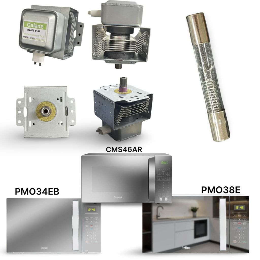 Magnetron Galanz M24FB-610A + Fusivel de Vidro 0.8A / Microondas CMS46AR / PMO34EB / PMO38E
