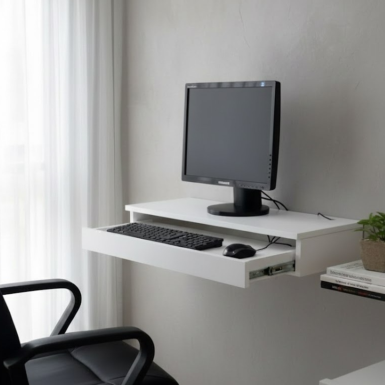 Mesa de Cabeceira Suspensa 1 Gaveta MDF Computador Quarto Home Office Escritório Organizador 60x09x30cm