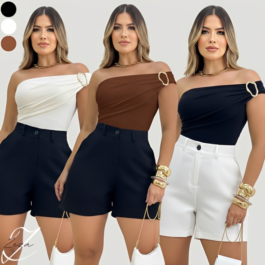 KIT 2 Body Feminino Suplex com Fivela Elegante Casual Tendência Moda Gringa Blogueira Verão 2026 em Oferta na Shopee