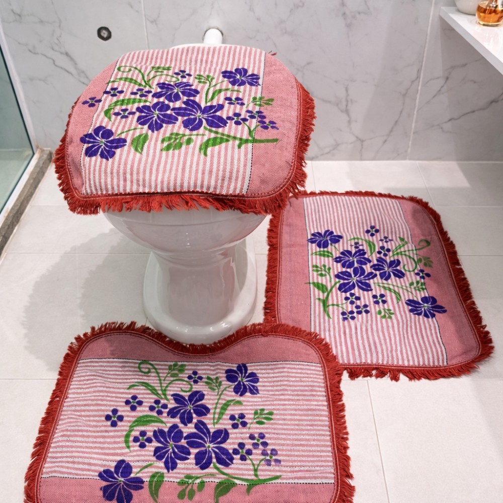 Jogo Para Banheiro 3 Peças Kit Tapetes Luxo Premium