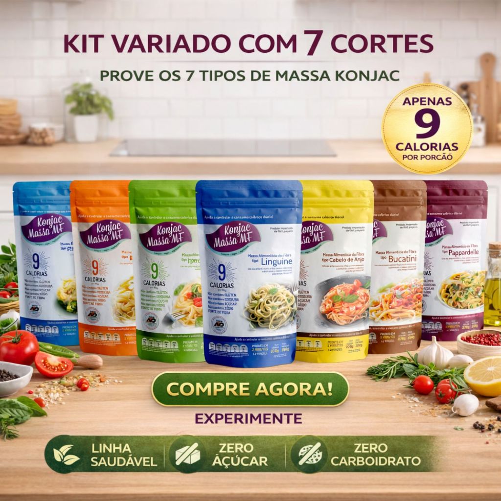 Kit 7 Konjac 200g Tipo Macarrão Milagroso Sem Glúten Dieta Low Carb Academia