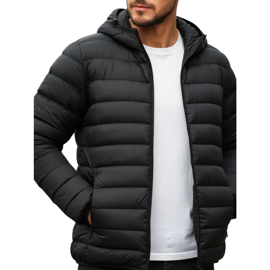 Jaqueta Masculina Impermeável Corta Vento Inverno com Capuz Removível