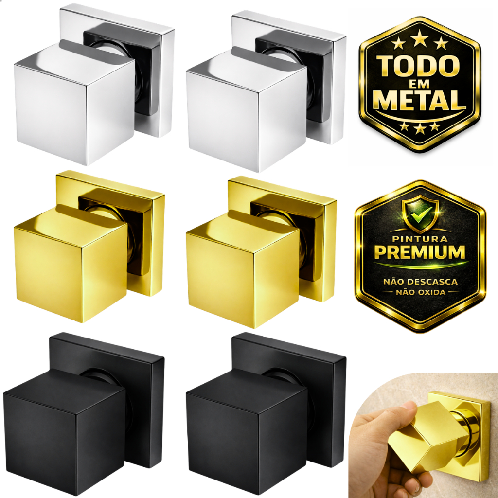 Acabamento Registro Padrão Deca Todo Metal Quadrado Dourado Gold Preto Cromado 1/2 3/4 Kit 2 Luxo em Oferta na Shopee