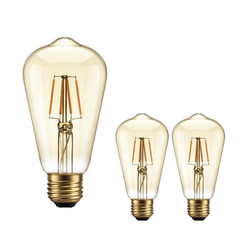 Kit 3 Filamento led 4w st64 E27 2200k Bivolt lampada Vintage Retro em Oferta na Shopee