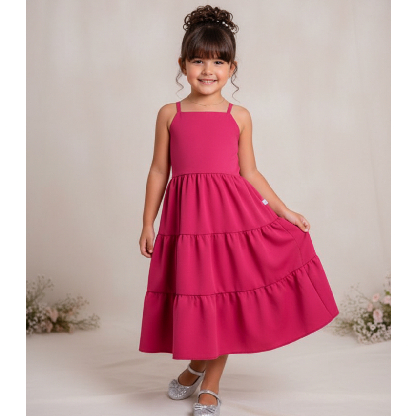 Vestido Menina Infantil Juvenil Natal Ano Novo Presente Aniversário Trançado Costa Nua Longo Solto