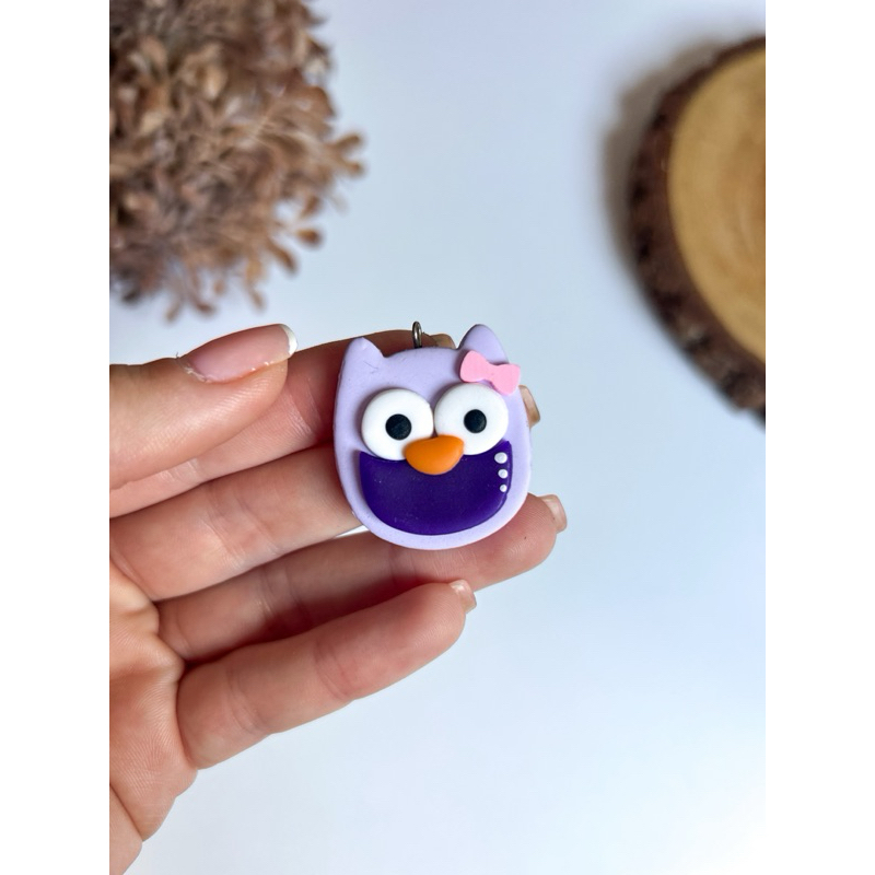 Pingente de biscuit coruja Kit com 6 unidades