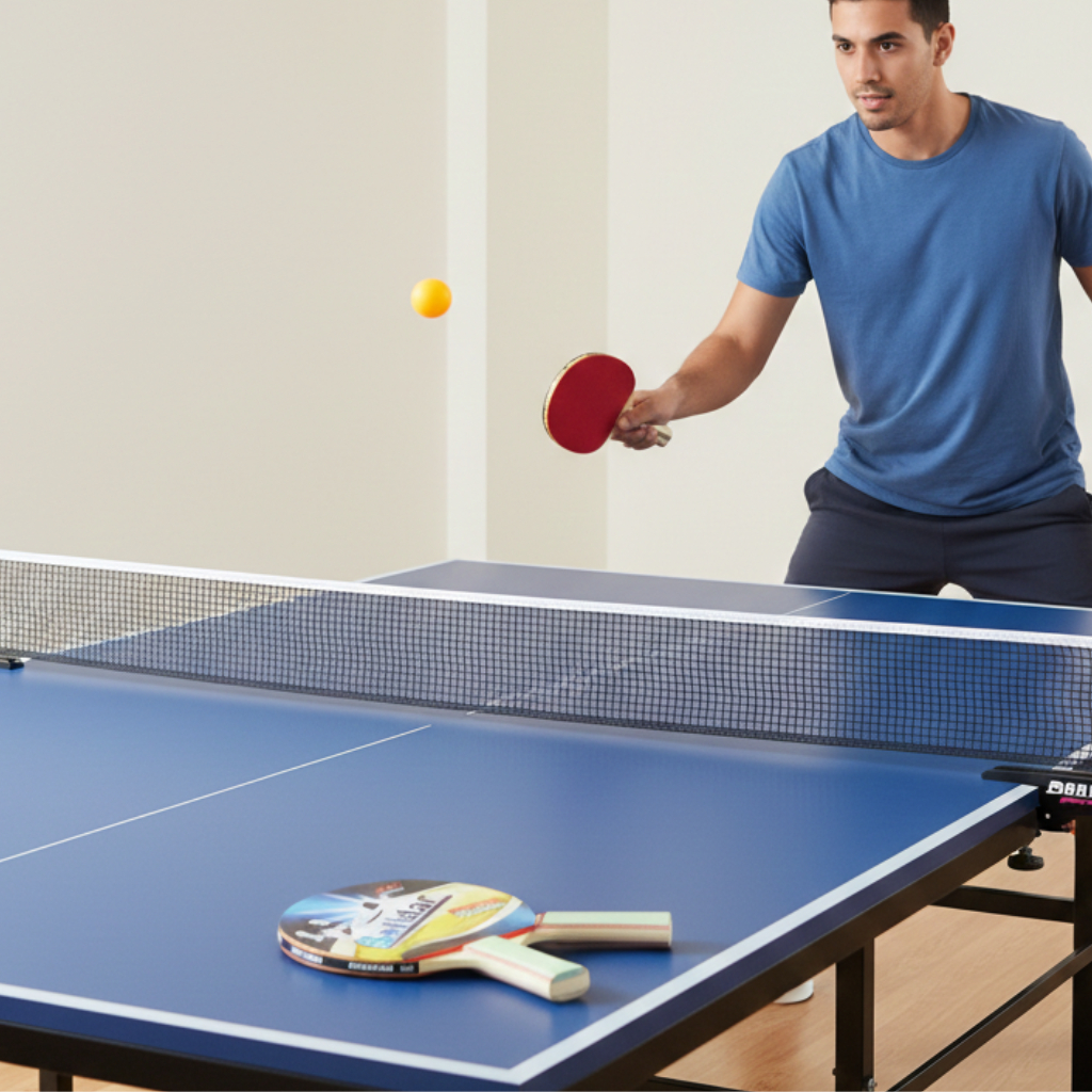 Kit Tênis Mesa Completo Ping Pong Profissional 2 Raquetes e 3 Bolinhas