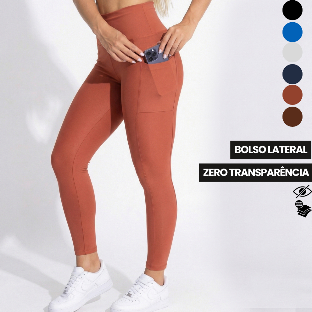 Calça Legging Com Bolso ZERO TRANSPARÊNCIA Academia Crossfit Treino Corrida Suplex Premium Feminina em Oferta na Shopee