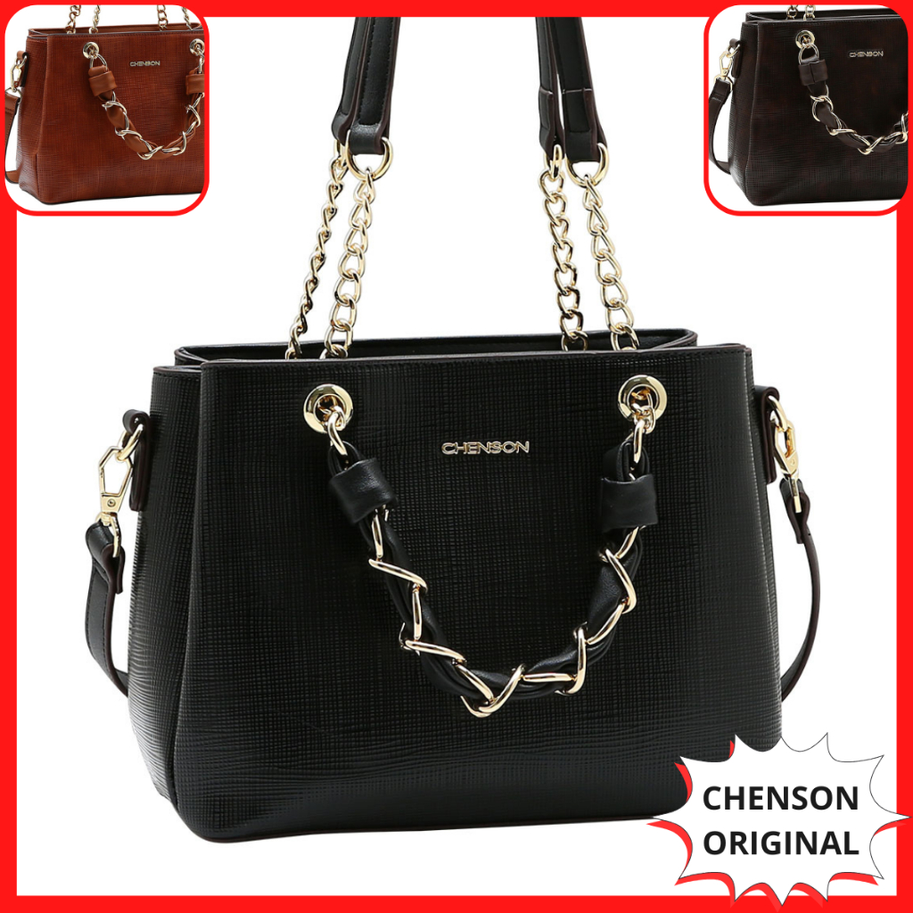Bolsa De Ombro Mão Transversal Textura Verniz Elegante Média Grande Chenson Original Marion 3485547