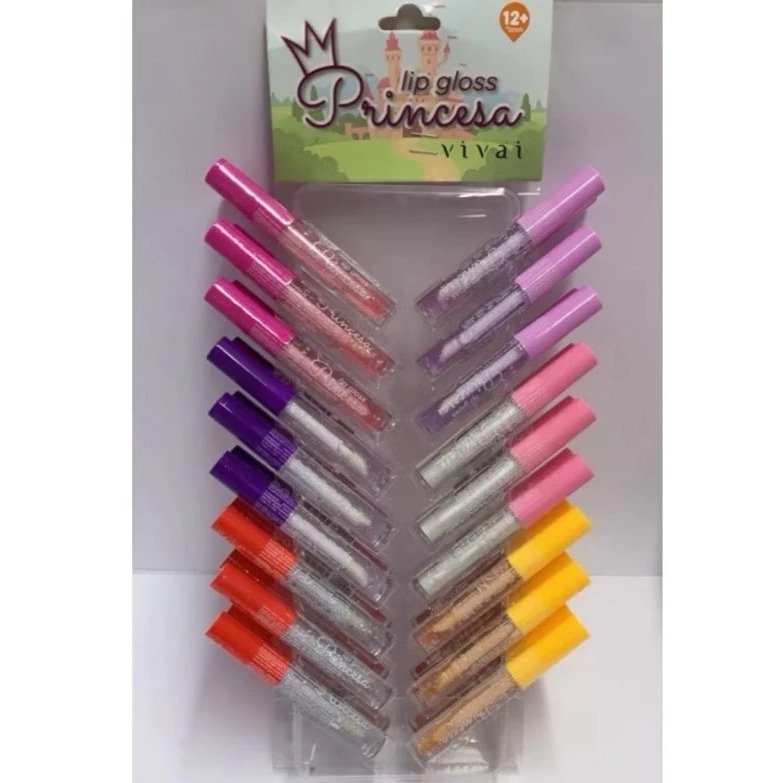 Kit 36 PCS Lip Gloss Princesa Cartela Vivai 3082.1.1
