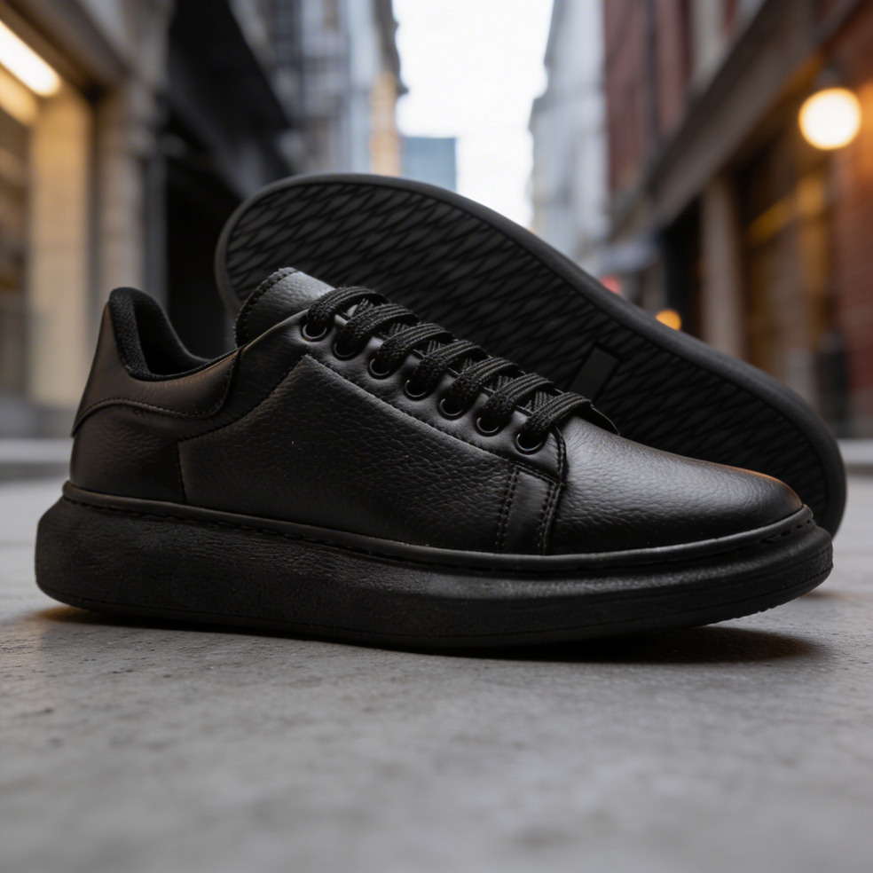 Tênis Masculino Preto Casual Confortável – Modelo Urbano Moderno Dia a Dia