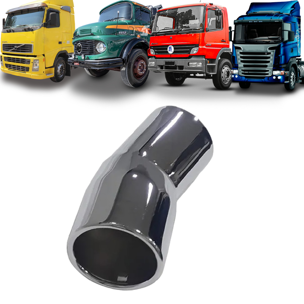 Ponteira Escapamento Caminhão Cromada 3 1.2 Polegada Curva em Oferta na Shopee