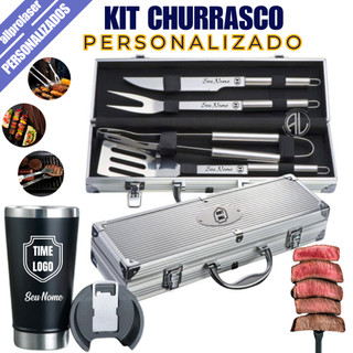 Kit Churrasco 4 Pçs Personalizado Nome Time Logo