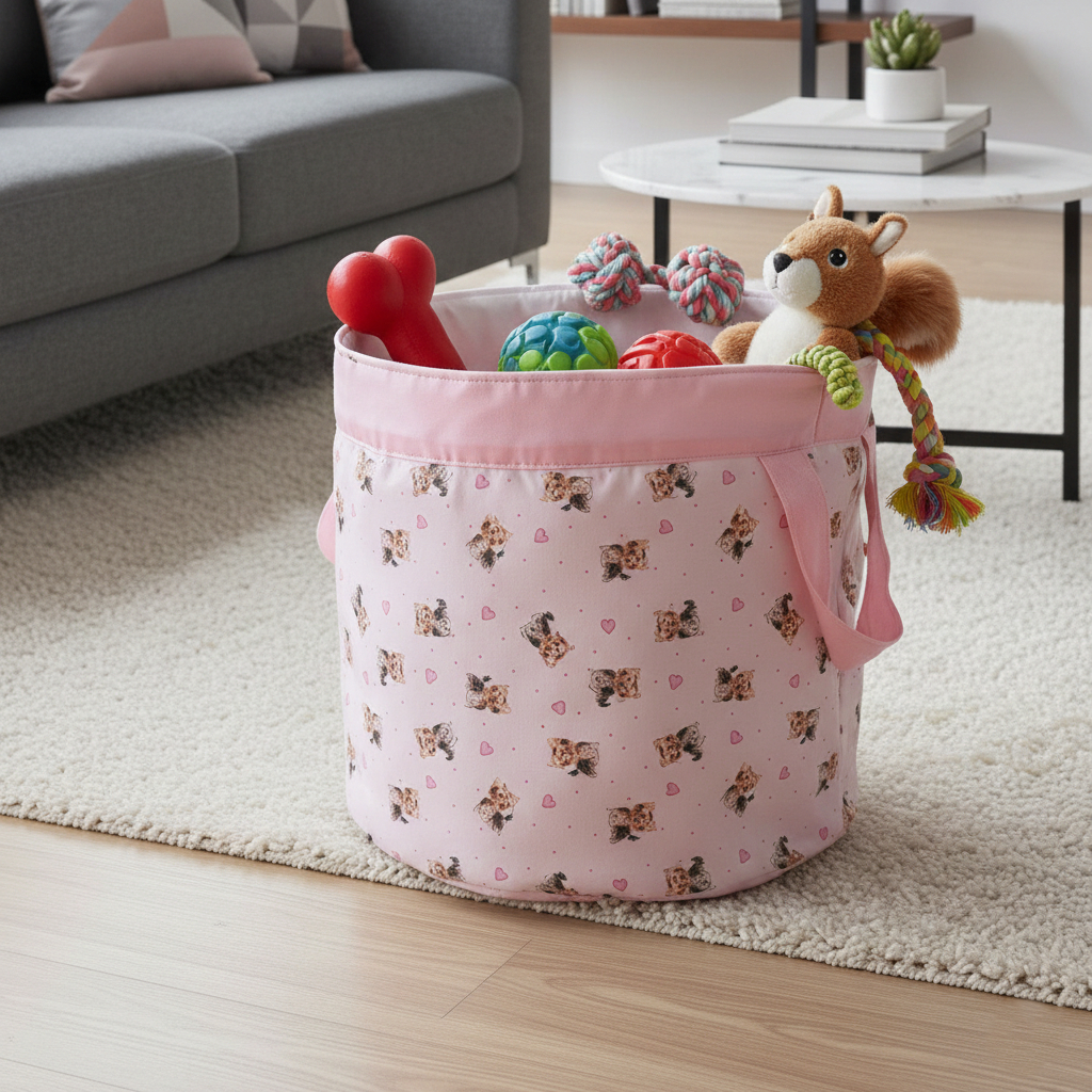 Cesto Organizador Para Pets Médio com Alça Organizador Luxo para Brinquedos e Acessórios