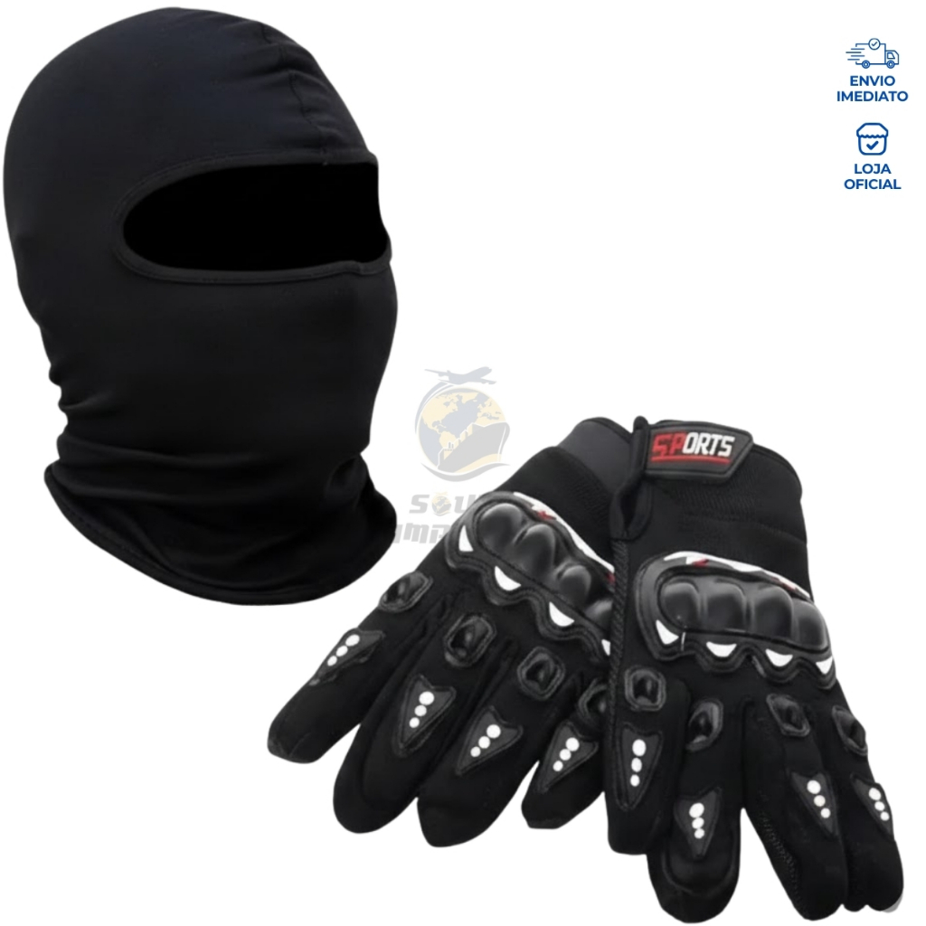 Kit Luva Motoqueiro Tática  Touca Ninja Balaclava Térmica Frio em Oferta na Shopee