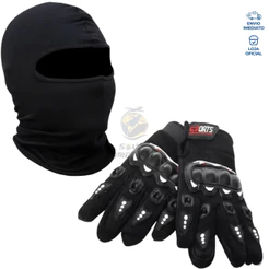 Kit Luva Motoqueiro Tática Touca Ninja Balaclava Térmica Frio