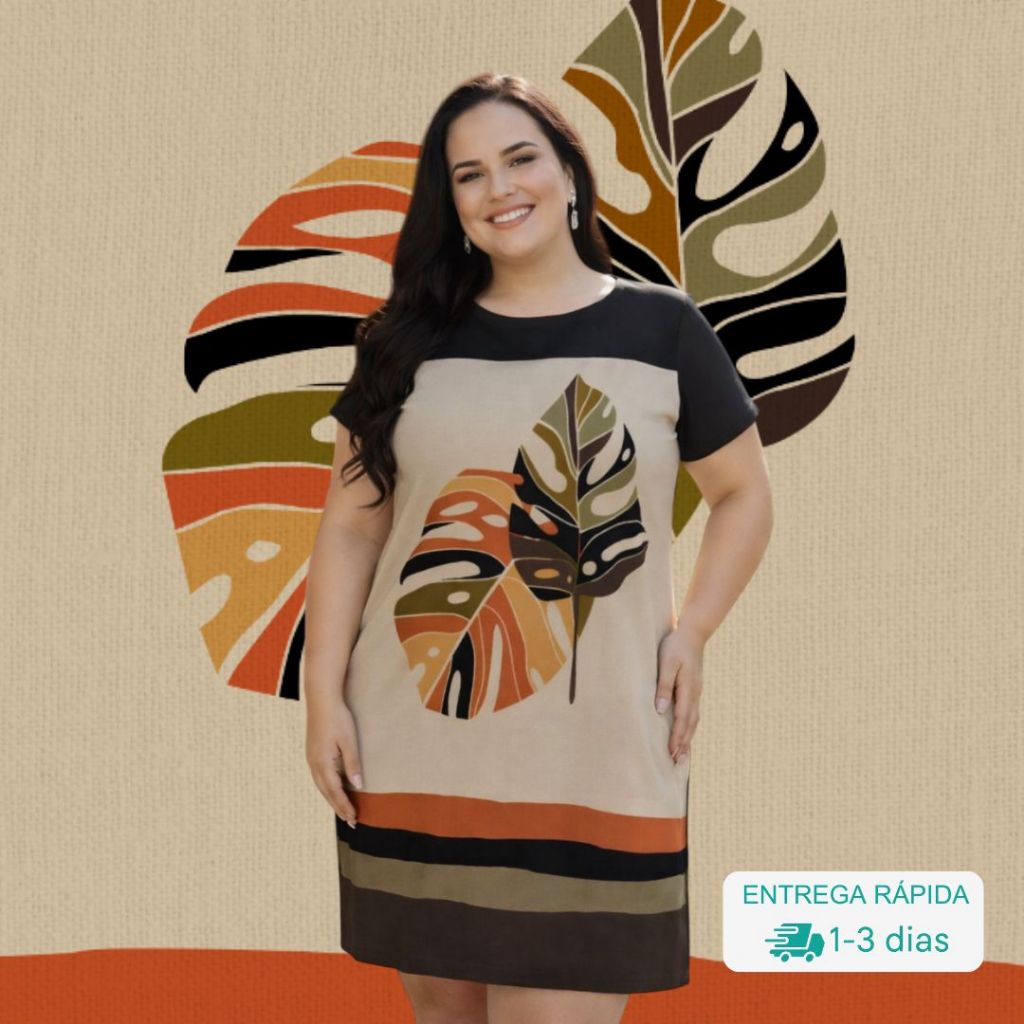 Vestido Plus Size em Sedinha Digital com Tecido Leve Perfeito para Presentear e Encantar em Oferta na Shopee