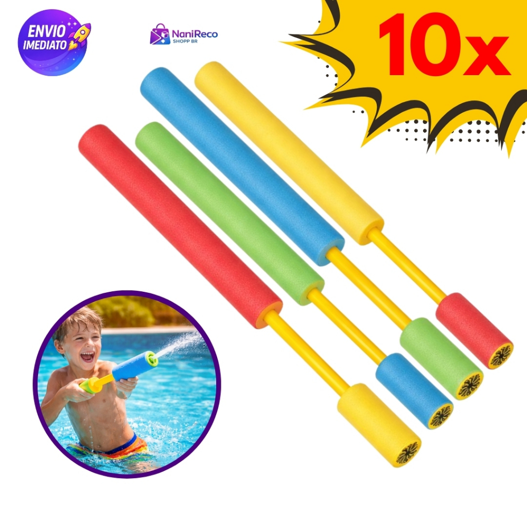 Kit 5 ou 10 Lançadores de Água Infantil 45cm  para Praia e Piscina Cores Variadas