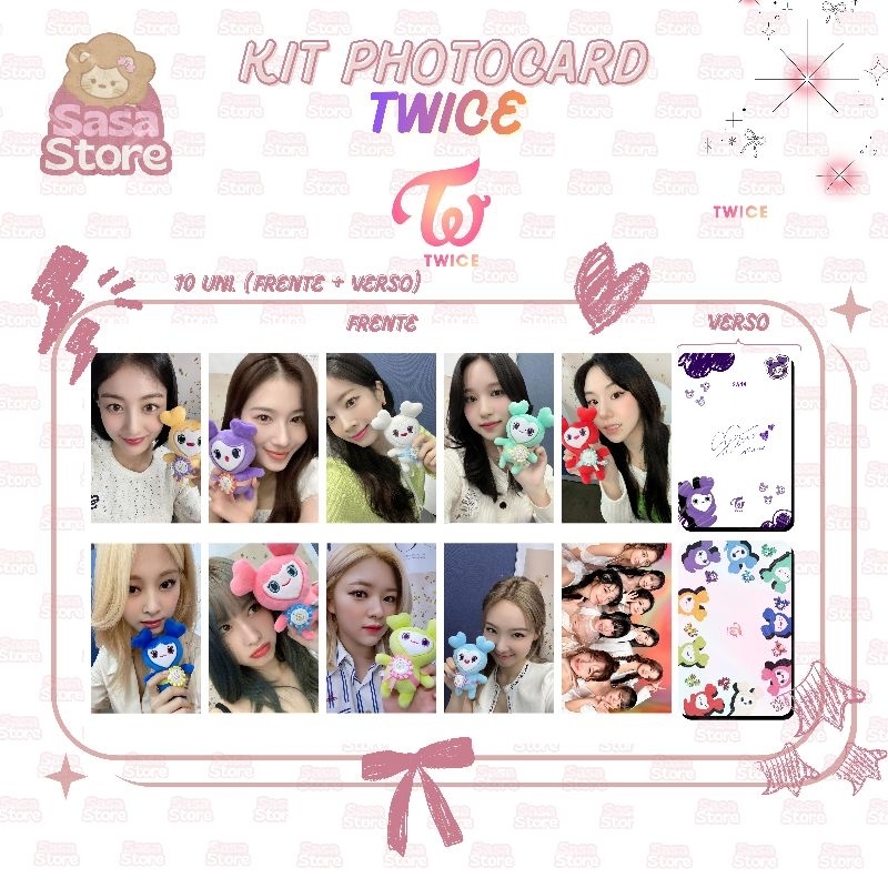 Kit 10 photocards fanmade Twice Lovelys (Exclusivo) - (Frente + Verso) (Somente frente).