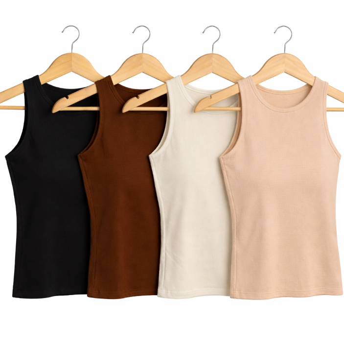 Kit 3 Regatas Feminina Caneladas Blusinha Sem Manga Confortavel Moda Verao Camisa Estilosa Roupa Baratinha