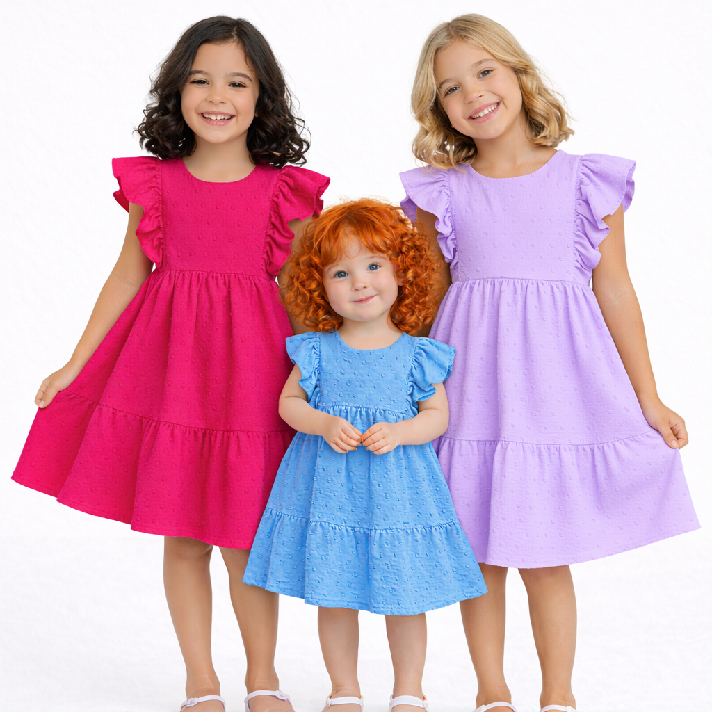 Vestido Infantil Menina Princesa Luxo Festa Soltinho 2 a 8 Anos Dia a Dia Básico Manga Princesa Rodado Várias Cores