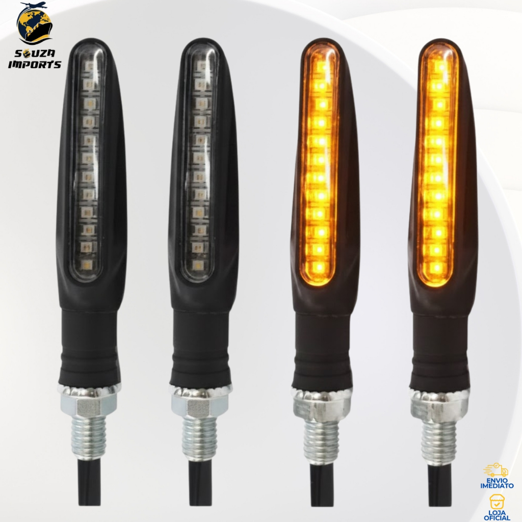 Par Seta Pisca Led Sequencial Boomerang Esportivo Universal Moto