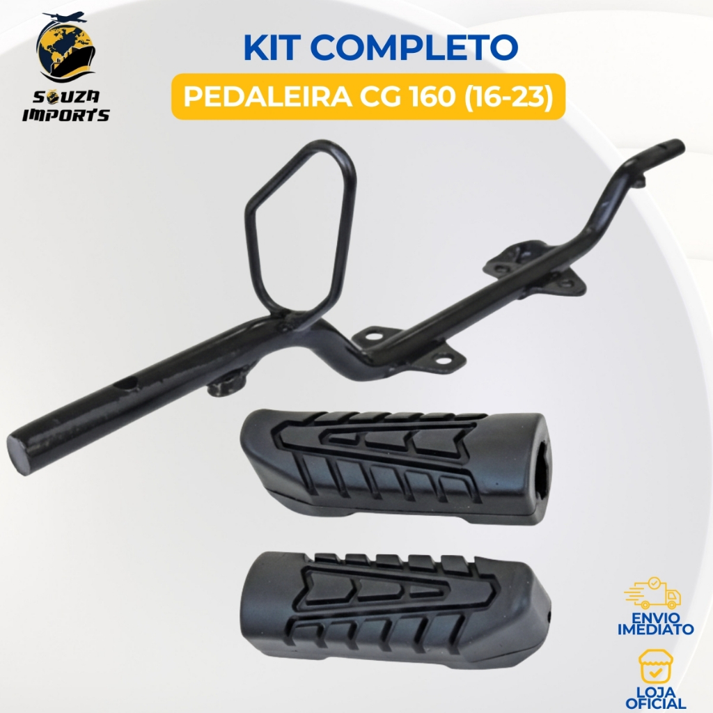 Kit Estribo Central + Pedaleiras Borracha Honda CG 160 Titan Fan Start 16-23 em Oferta na Shopee