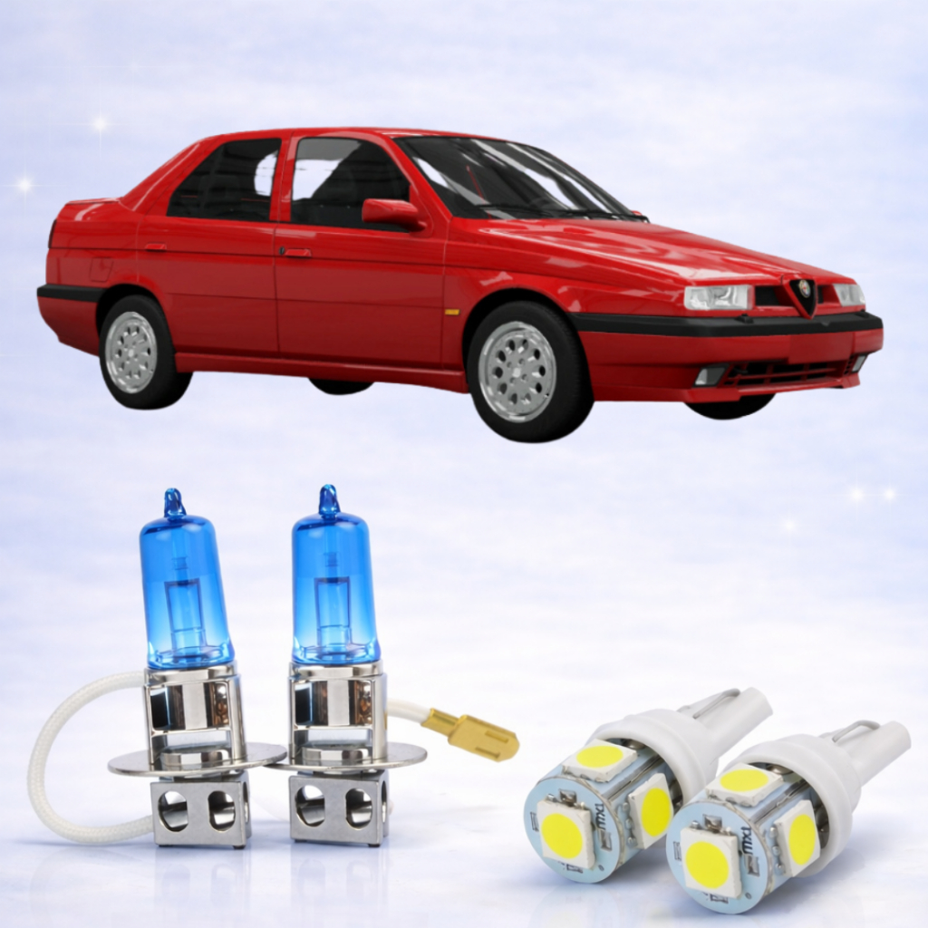 Kit Lâmpada H3 Farol de Milha + Lâmpada LED Super Branca 12V ALFA ROMEO 155 1992 ATÉ 1998