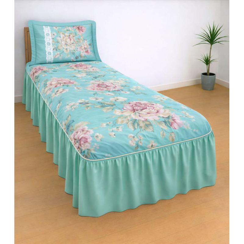 COLCHA COBRE LEITO SOLTEIRO OXFORD ESTAMPADO COM BARRA LISA