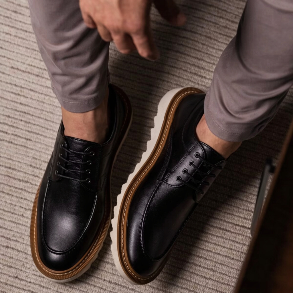 Sapato Social Masculino Oxford Tratorado Confortável Couro Premium Casual Elegante Brogue